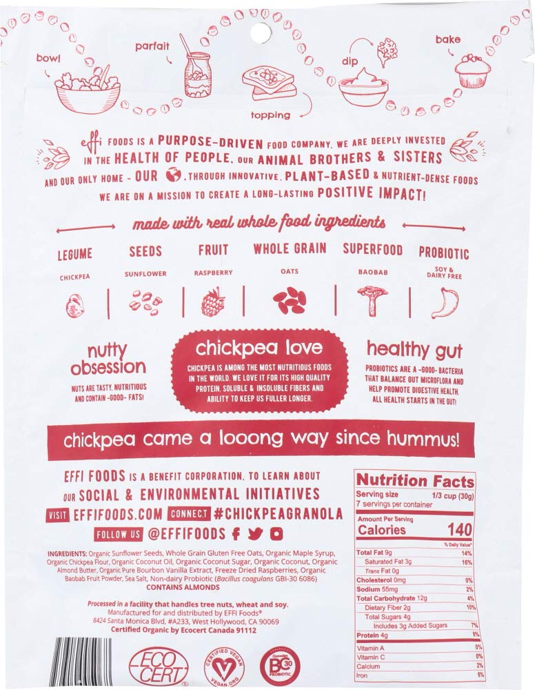 EFFI FOODS Wholesome Rasp Granola Clusters, 7 OZ