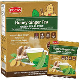 Pocas Honey Ginger Instant Tea Powder, Green Tea Flavor, Ginger Extract & Real Sweetener, 20 Packets per Box