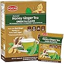 Pocas Honey Ginger Instant Tea Powder, Green Tea Flavor, Ginger Extract & Real Sweetener, 20 Packets per Box
