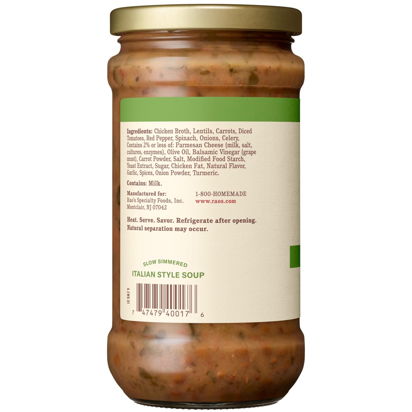 Rao’s Made For Home Italian-Style Lentil Soup, 16 oz