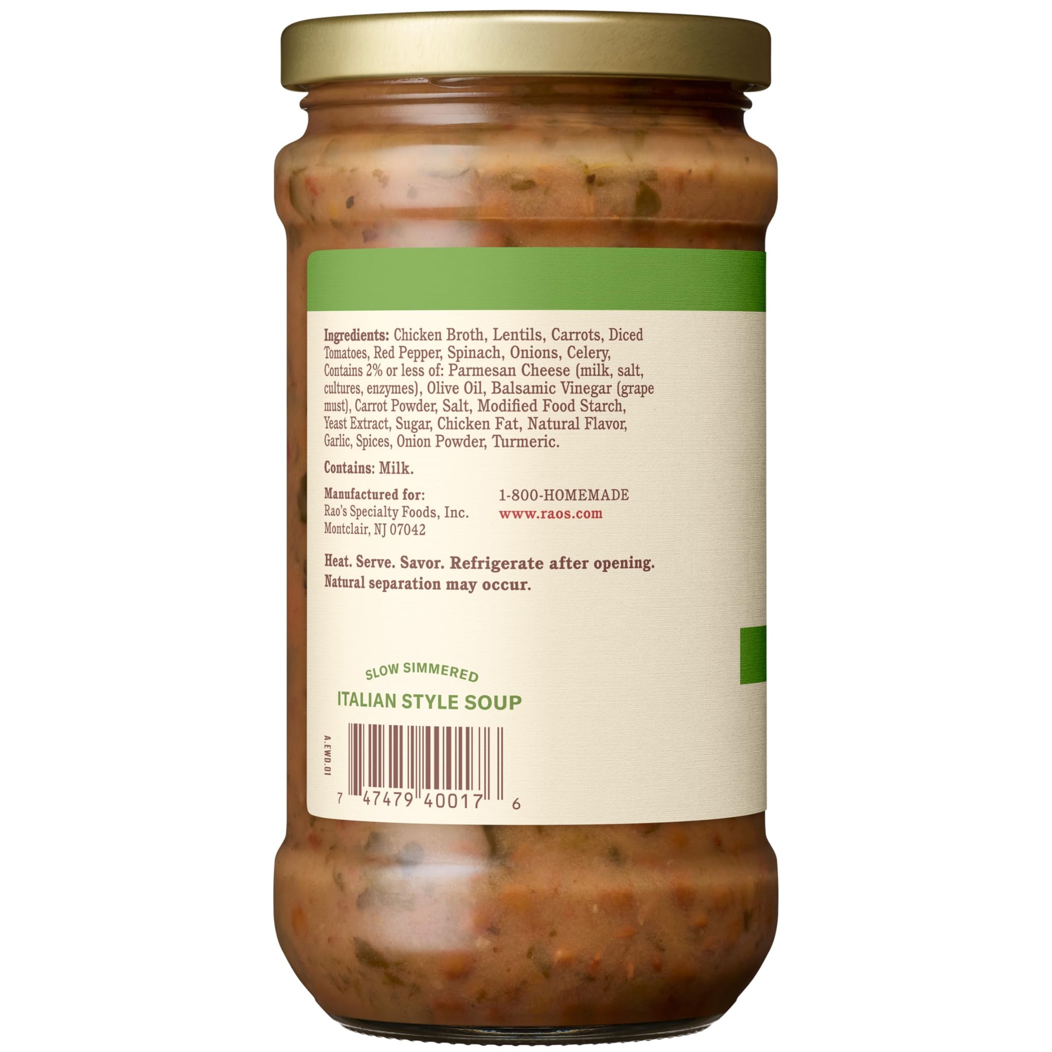 Rao’s Made For Home Italian-Style Lentil Soup, 16 oz
