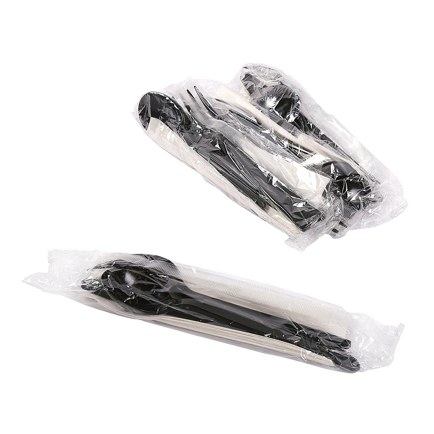 AmerCareRoyal 4-in-1 Disposable Silverware Heavy Weight Plastic Utensil Set with Soup Spoon, Fork, Knife and 13x17 inch Napkin - Individually Wrapped