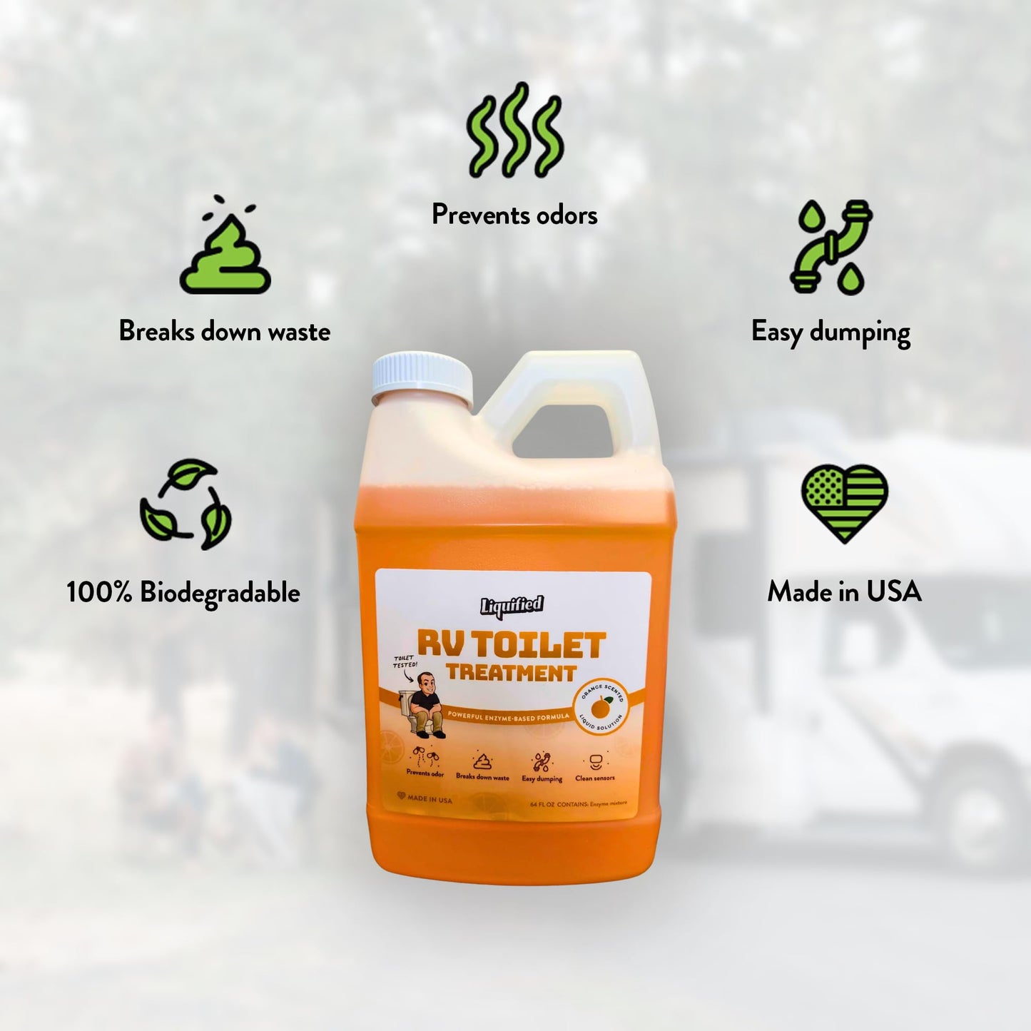 Liquified RV Toilet Treatment - Black Holding Tank Digester - Orange Scent - Matts RV Reviews (Orange, 64oz)