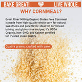 Great River Milling Organic Medium Grind Cornmeal | USDA Organic, Gluten Free, Non-GMO, Kosher | Hearty Texture for Cornbread, Polenta, Muffins