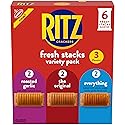 RITZ Fresh Stacks Original, Everything, and Garlic Butter Crackers Variety Pack, Travel Snacks, 8.85 oz (6 Multi Snack Packs)