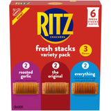 RITZ Fresh Stacks Original, Everything, and Garlic Butter Crackers Variety Pack, Travel Snacks, 8.85 oz (6 Multi Snack Packs)