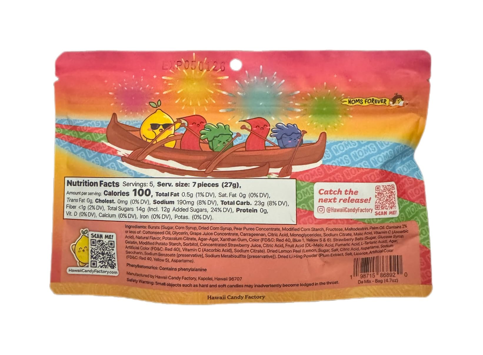 Noms Da Mix - Li HIng & Lemon Peel Gummy Snack, Resealable Bag (4.7 oz / 132g)
