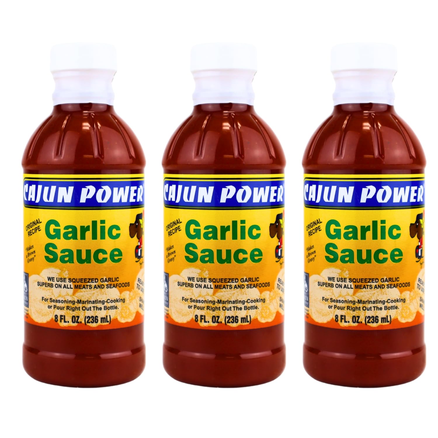 Cajun Power garlic sauce - Authentic Louisiana Flavor, Gourmet Cooking Sauce, Perfect for Cajun Recipes, Marinades, Grilling, and Dipping (3 Pack