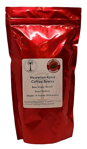 Hawaiian Kona Coffee - 1 Pound - Medium Roast - Whole Bean
