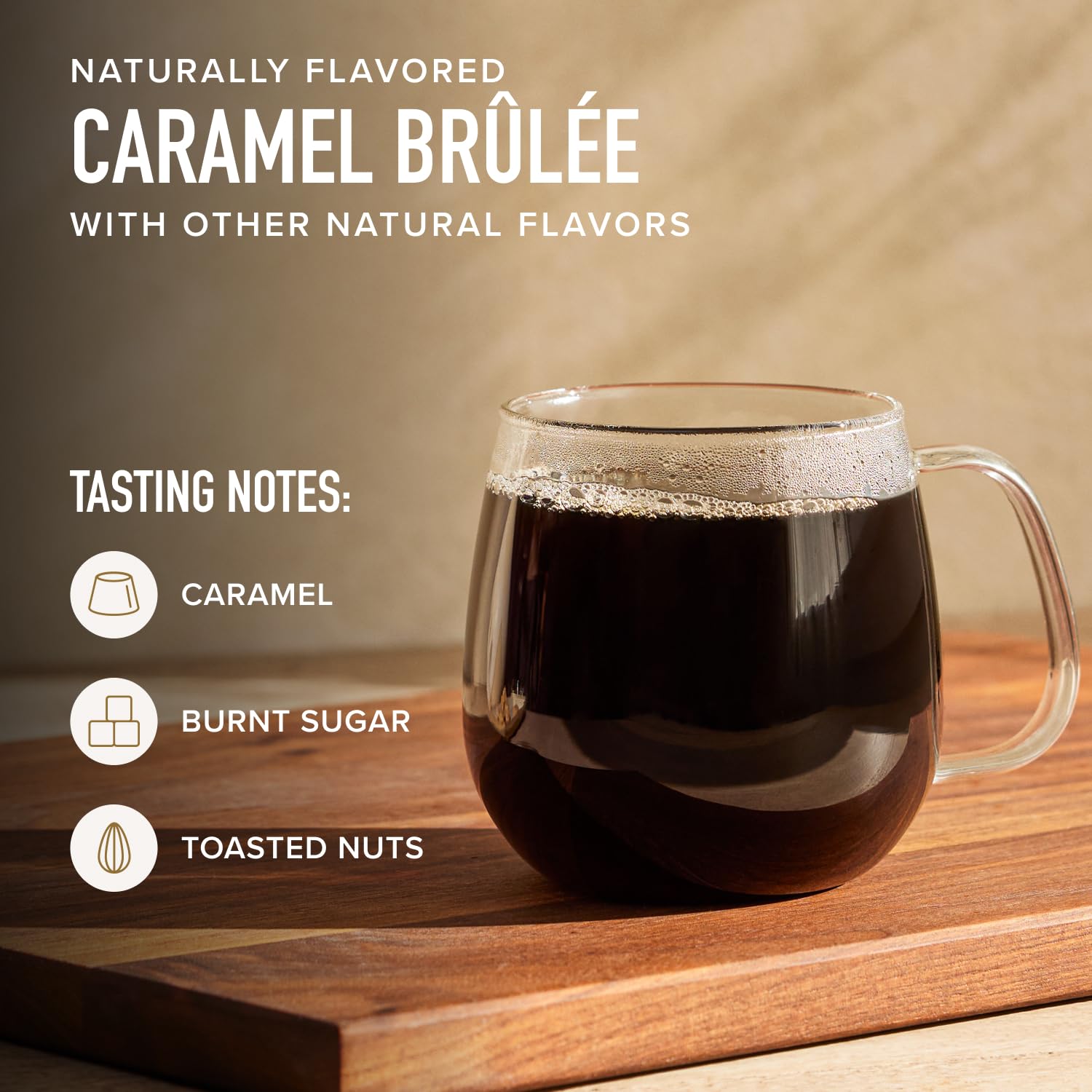 Peet's Coffee, Flavored Light Roast Keurig K-Cup Pods, Arabica Coffee, Natural Flavors - Caramel Brulee 22 Count (1 Box of 22 Pods)