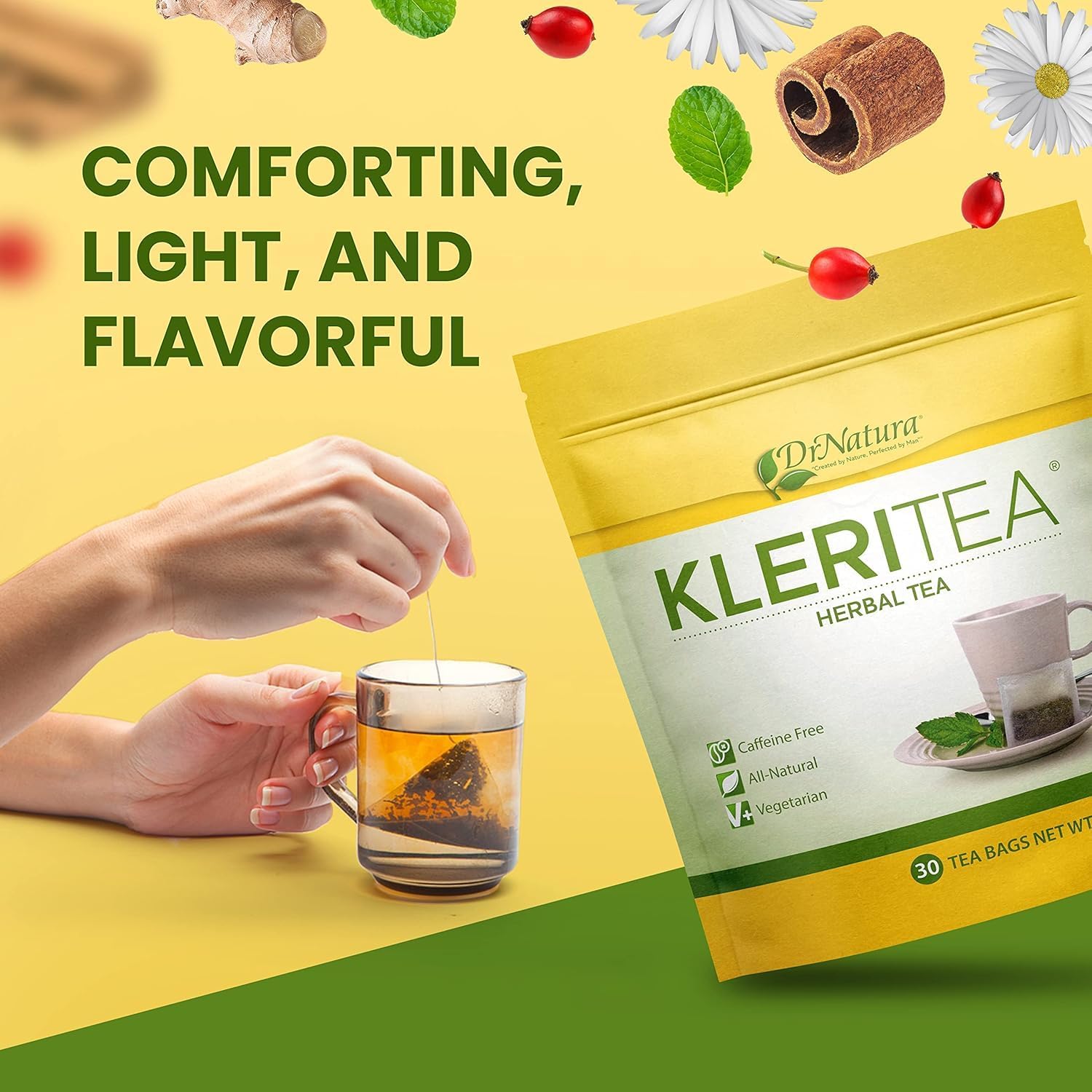 DrNatura KleriTea® Herbal Tea, Caffeine-Free Herbal Tea for Gentle, Effective Bowel Stimulation - All Natural & Vegetarian, 30 Day Supply (Pack of 2)