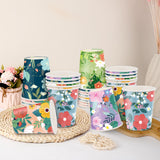Disposable Paper Cup 9oz 48 Pcs - 6 Unique Floral Designs Drinking Cup, Perfect for Spring Birthday Parties, Easter, Bridal Showers, Weddings, Tea