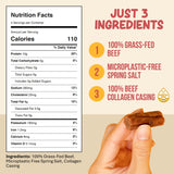 Grazly Plain Beef Stick Ends - Made With Only Grass-Fed Beef, Spring Salt & Collagen Casing - Bite-Sized High-Protein Meat Snack, 10g of Protein Per