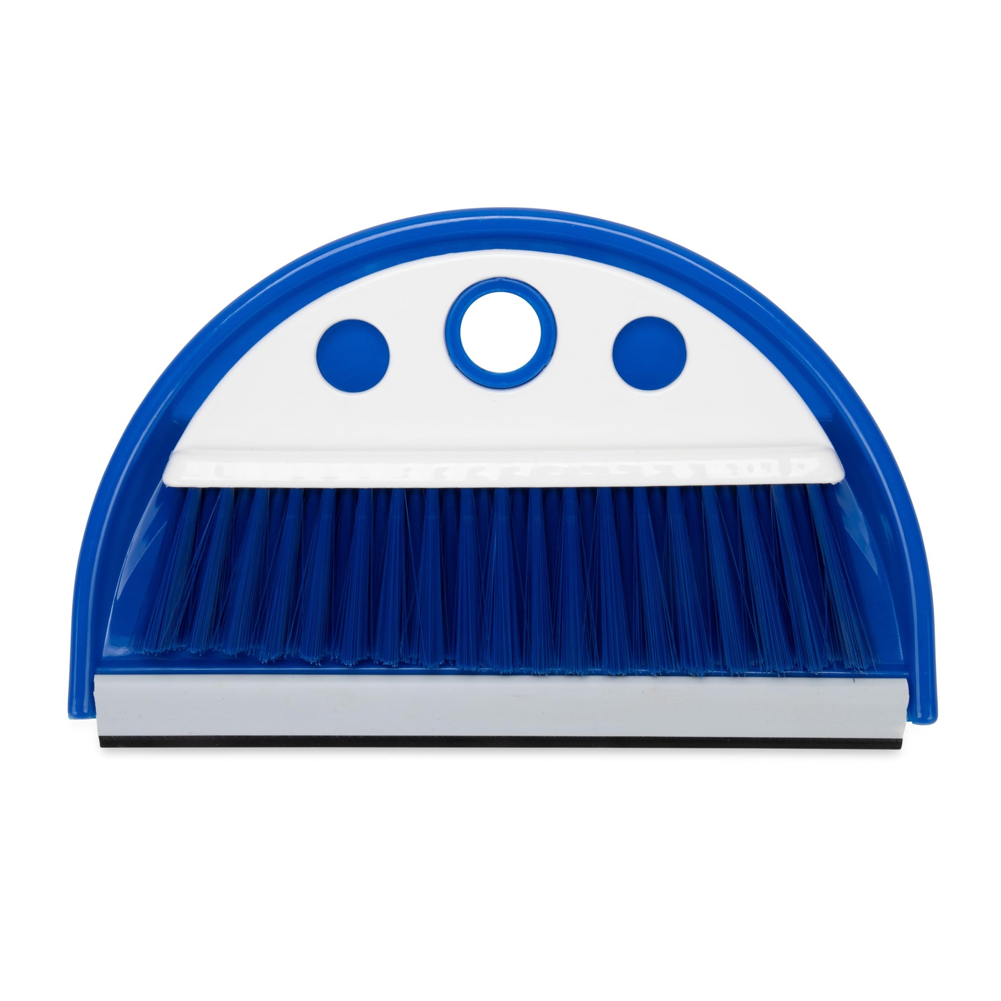 Camco Lightweight Portable Travel Dust Pan and Whisk Broom with Hanger Hole, for RVs, Campers, Campsites, and Dorm Rooms, Blue