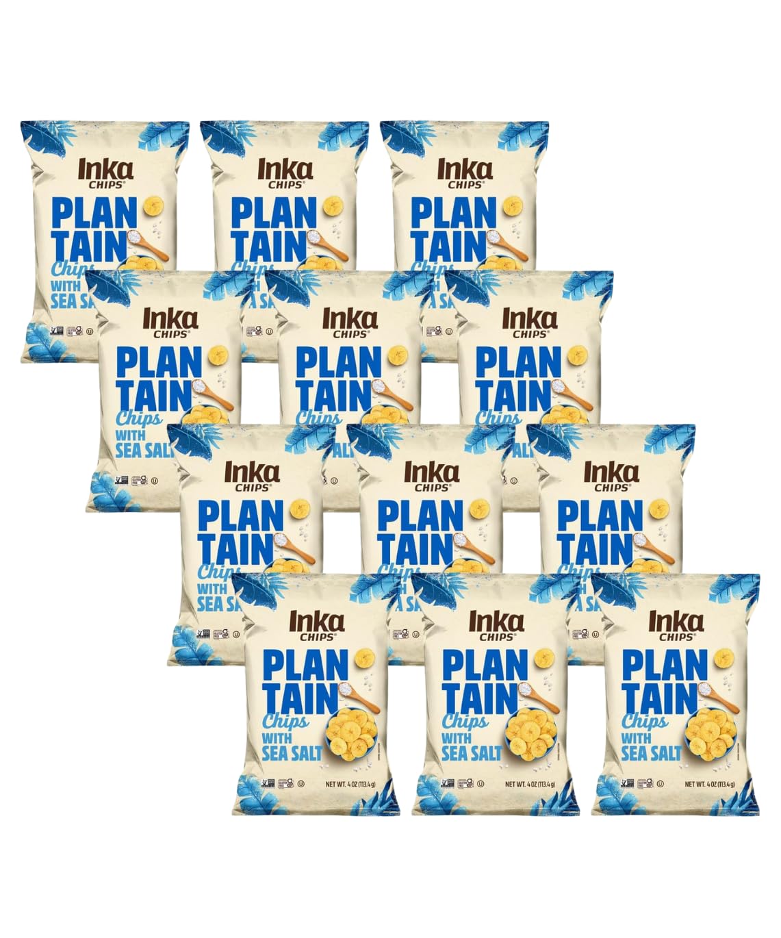 Inka Crops Inka Chips, Seasalt Plantain Chips, 4 Ounce (Pack of 12)