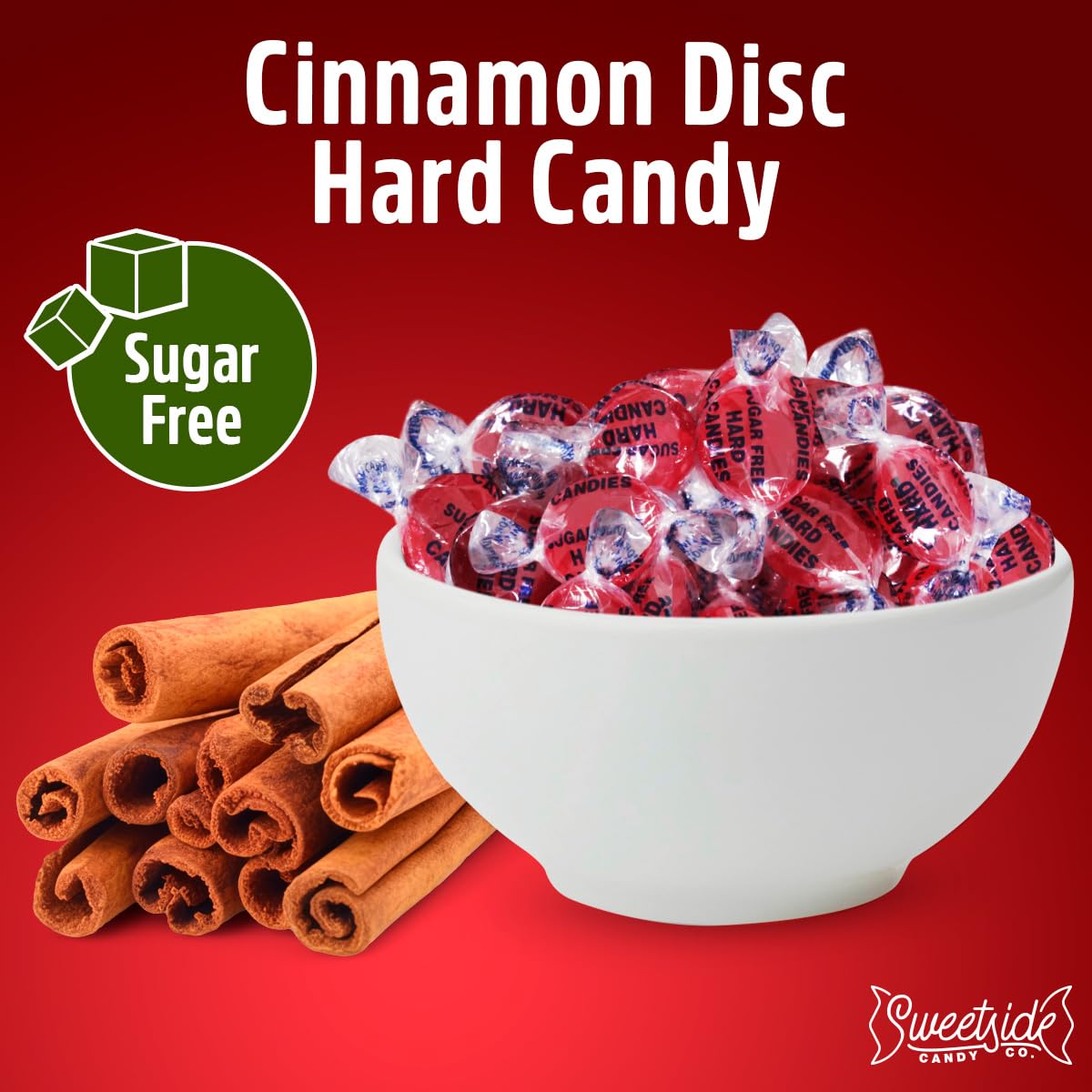 Sugar Free Cinnamon Hard Candy, 1lb Pack of Hard Candies Individually Wrapped, Great Tasting Sugar Free Candy Bulk Option, Traditional Cinnamon Hard