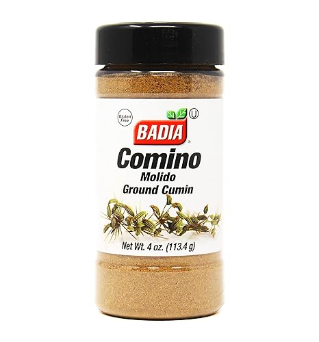 Badia Ground Cumin, 4 oz - Comino Molido, Warm & Earthy Spice for Latin, Indian & Mediterranean Dishes