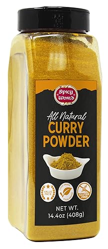 Spicy World Curry Powder 14.4 oz Jar - Authentic Blend of 9-Indian Spices, Premium Quality Blend for Curries, Vegetables, And More - All-Natural