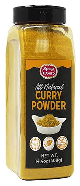 Spicy World Curry Powder 14.4 oz Jar - Authentic Blend of 9-Indian Spices, Premium Quality Blend for Curries, Vegetables, And More - All-Natural