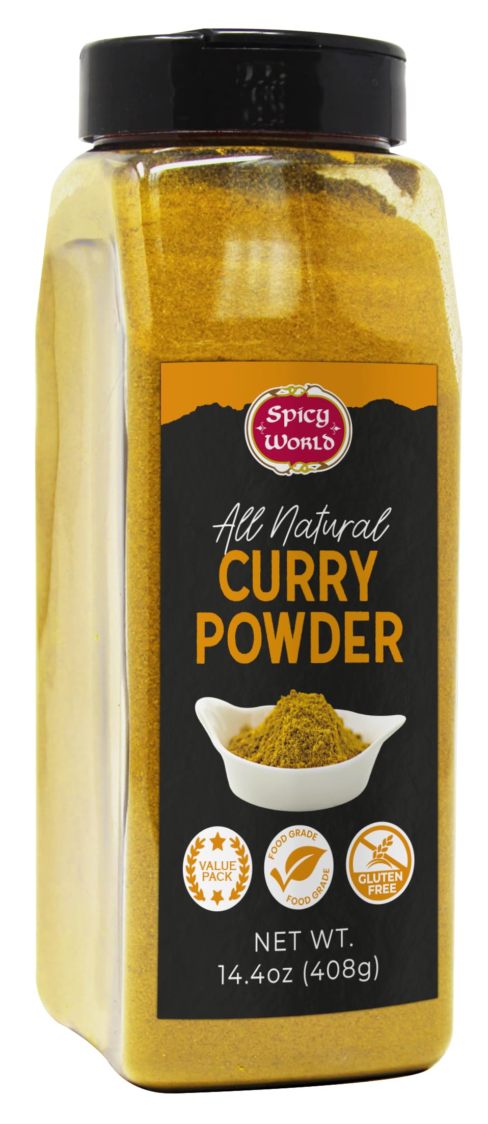 Spicy World Curry Powder 14.4 oz Jar - Authentic Blend of 9-Indian Spices, Premium Quality Blend for Curries, Vegetables, And More - All-Natural