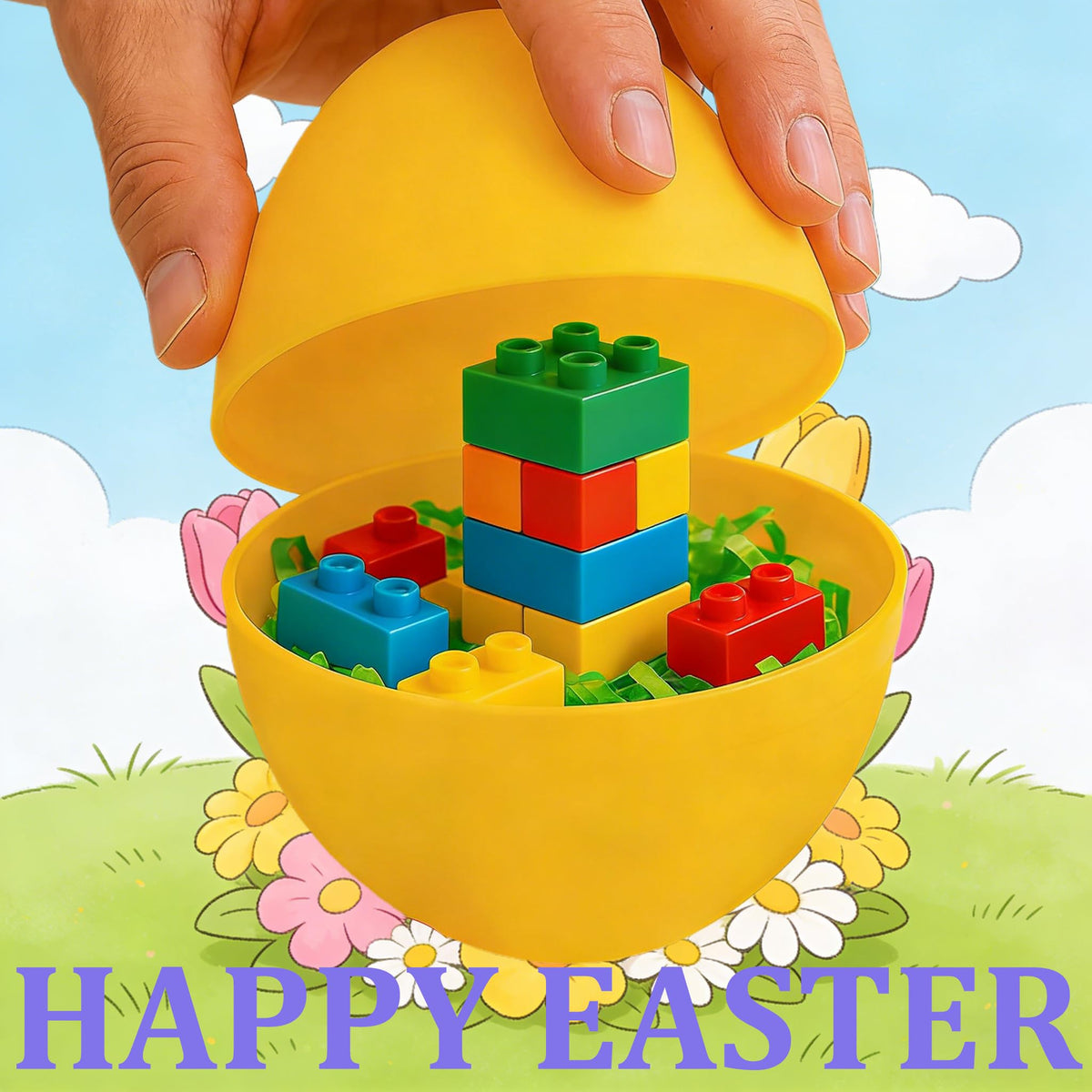 Azheeuiy 6 Pack Jumbo Easter Eggs,6.3'' Bright Plastic Giant Eggs with Flat Bottom, Empty Refillable for Easter Eggs Hunt, Filling Treats Party Favor