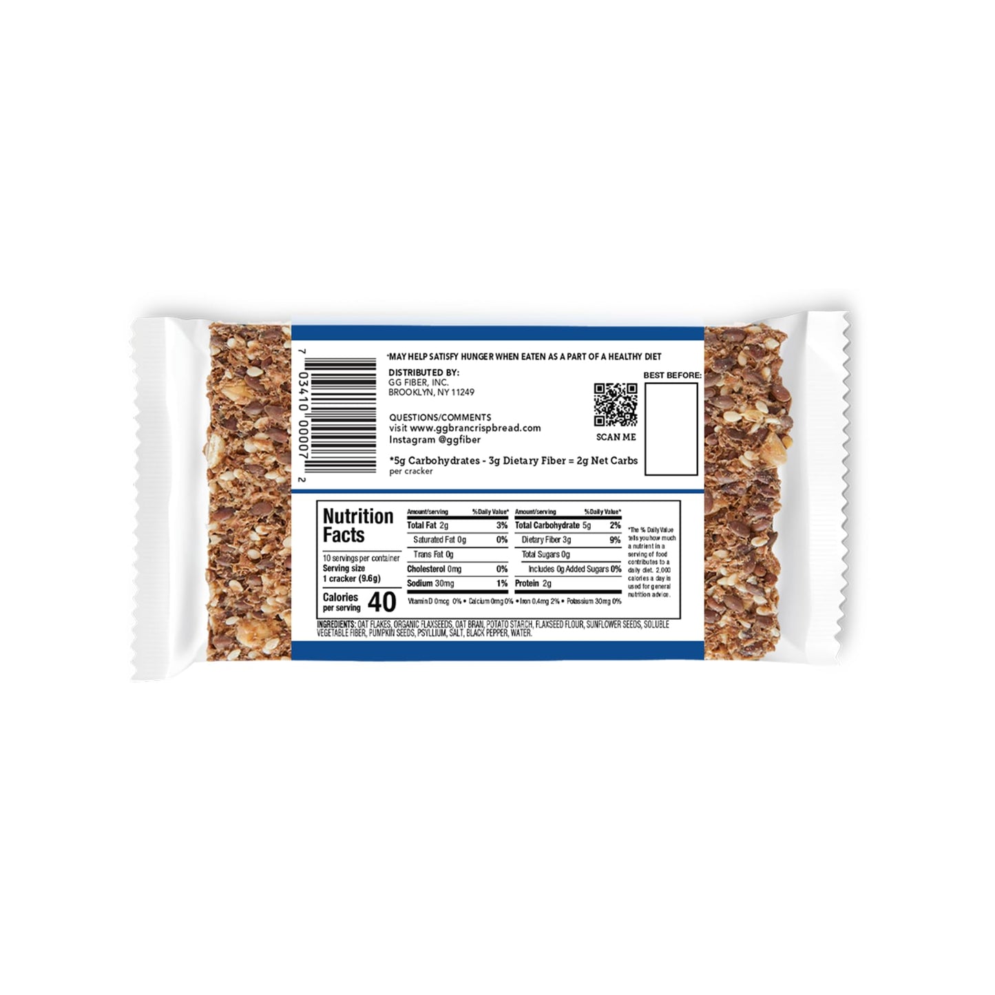 GG Exceptional Fiber Gluten-Free Multi-Seed Fiber Crispbread, 3.38 OZ