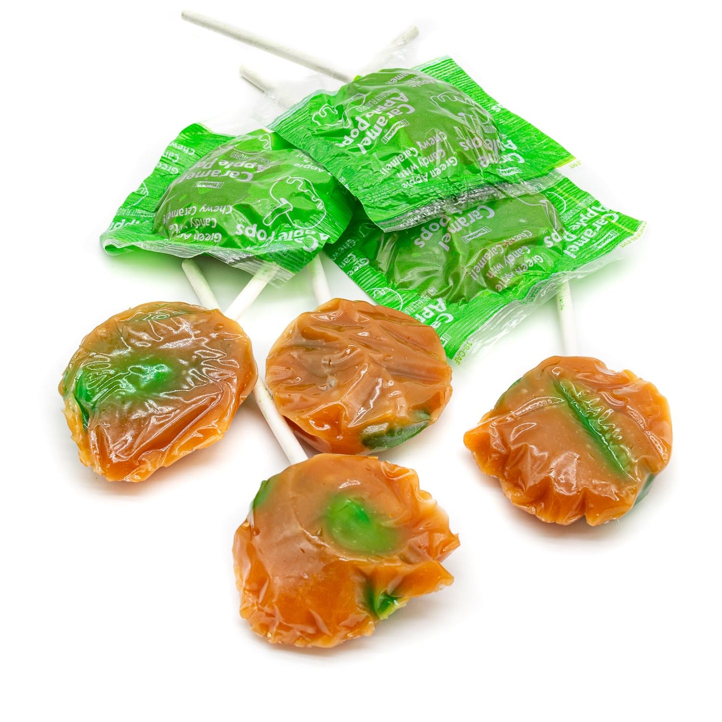 Caramel Apple Pops 2 lb - Suckers with Chewy Coating and Hard Center, Individually Wrapped Lollipops, Gluten Free Candy