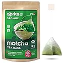 Organic Japanese Matcha Green Tea Bags - Ceremonial Grade Matcha Powder and 1st Harvest Spring Sencha Blend for Unforgettable Taste - 60 Tea Pyramids