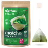 Organic Japanese Matcha Green Tea Bags - Ceremonial Grade Matcha Powder and 1st Harvest Spring Sencha Blend for Unforgettable Taste - 60 Tea Pyramids