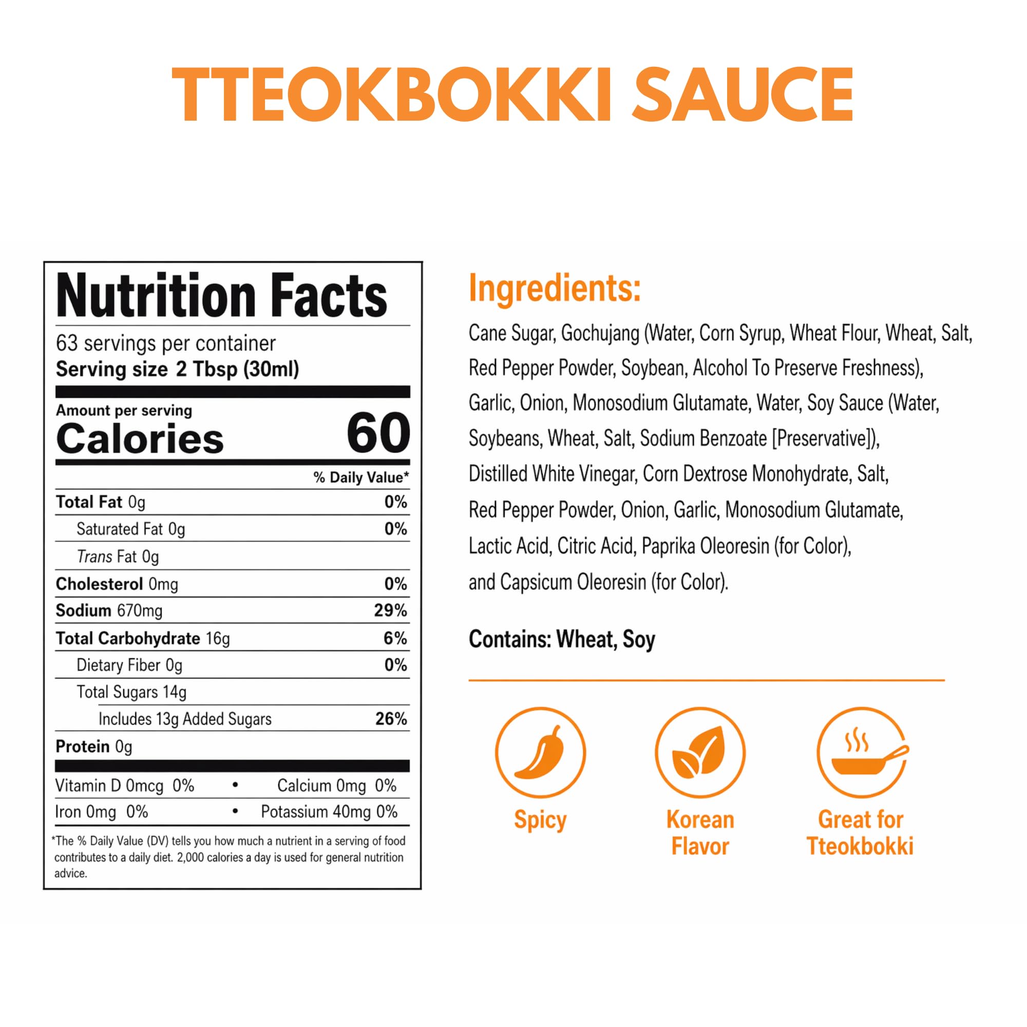 Korean Half Gallon (64 floz) Korean Sauce [Spicy Tteokbokki] - Family Size | Spicy Sweet Gochujang Based Street Food Sauce | for Stir Fry, Fried Rice