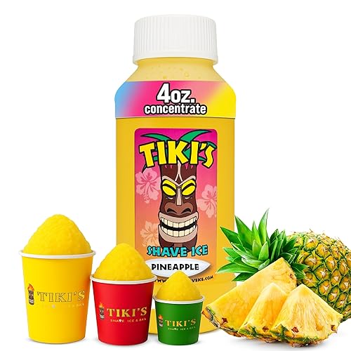Tiki's Shave Ice Syrup Concentrate for Snow Cones & Shaved Ice - Natural Syrup for Beverages & Desserts - Ideal for Snow Cone, Slushie Machines