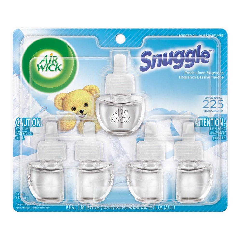 Air Wick plug in Scented Oil 5 Refills, Fresh Linen, (5x0.67oz), Same familiar smell of fresh laundry, New look, Packaging May Vary, Essential Oils