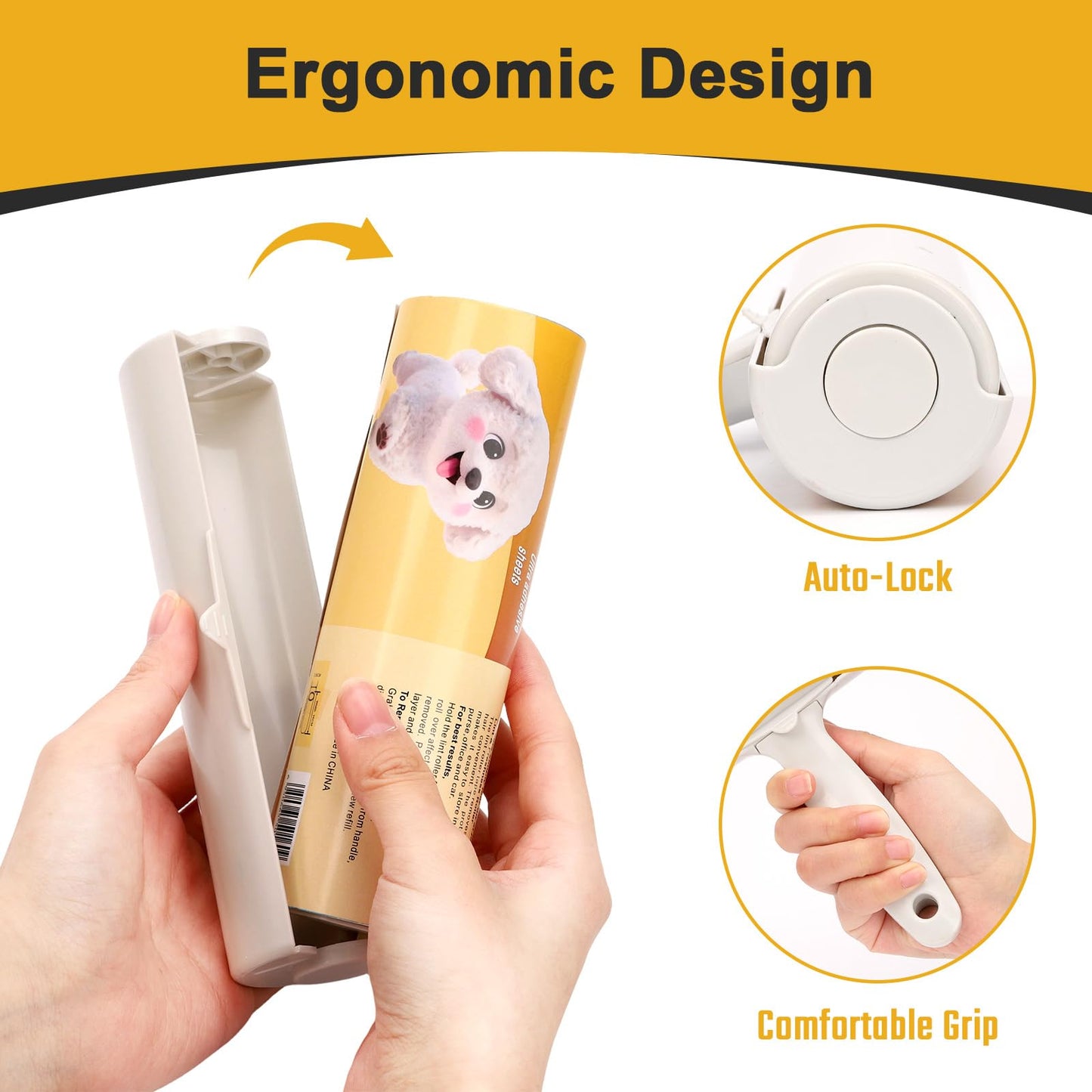YMPLKMTR Extra Sticky Lint Roller with 1 Upgraded Handles, 90 Sheets (1 Roll), Effectively Removes Pet Hair, Lint & Fur from Clothes, Couches