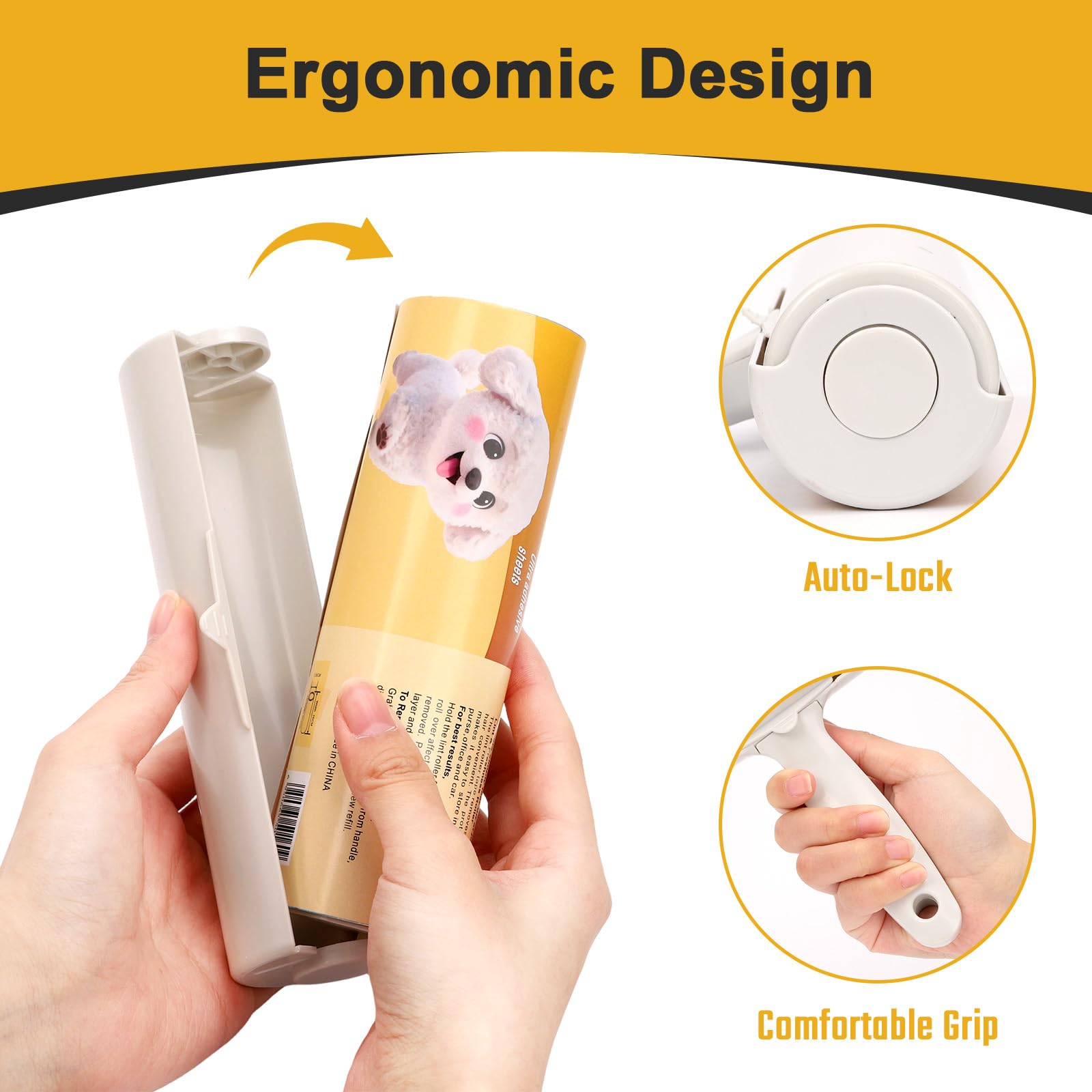 YMPLKMTR Extra Sticky Lint Roller with 1 Upgraded Handles, 90 Sheets (1 Roll), Effectively Removes Pet Hair, Lint & Fur from Clothes, Couches