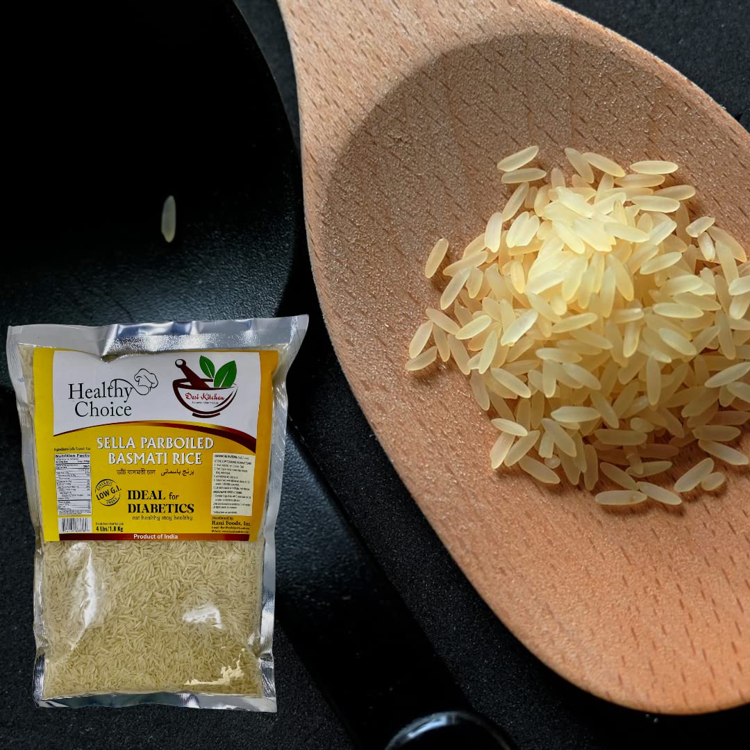 Desi Kitchen All Natural | Premium Quality | Vegan | Sela Parboiled/Diabetics Basmati Rice 4lbs (1.8kg)