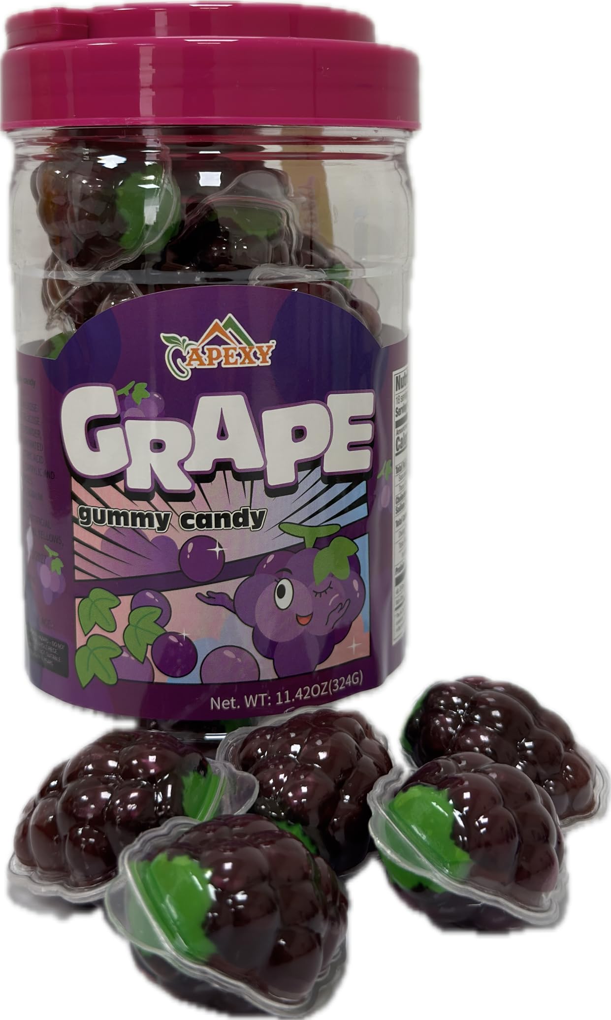 Apexy Grape Gummy Gummies - with Fruity Liquid Center Gummy Candy for Halloween, Birthday, Trick Or Treat, Party Candy - Jelly Filled Gummies, Fat