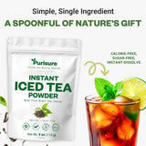 Purisure Unsweetened Instant Black Iced Tea Powder - Made from Real Tea Leaves, No Lemon Flavor, Sugarless, Zero- Calories, Dissolves in Cold Water