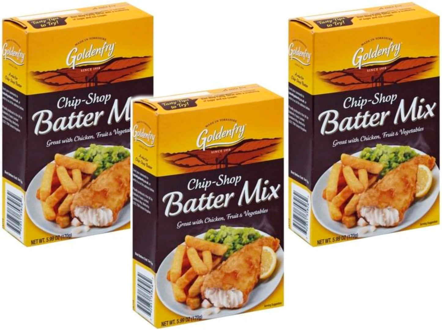 Golden Fry Chip Shop Batter Mix, 3 box pack, 170g/6oz each, Imported from Ireland Irish