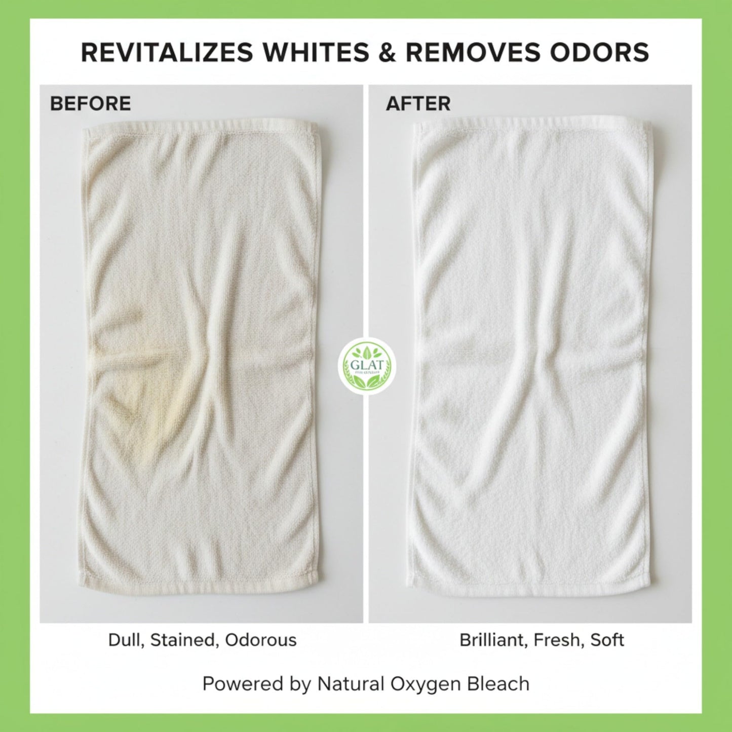 GLAT Group Enzyme-Powered Natural Oxygen Bleach (Powder) - Eucalyptus | Chlorine-Free Stain Remover & Laundry Whitener | Safe for Colors, Septic, Baby
