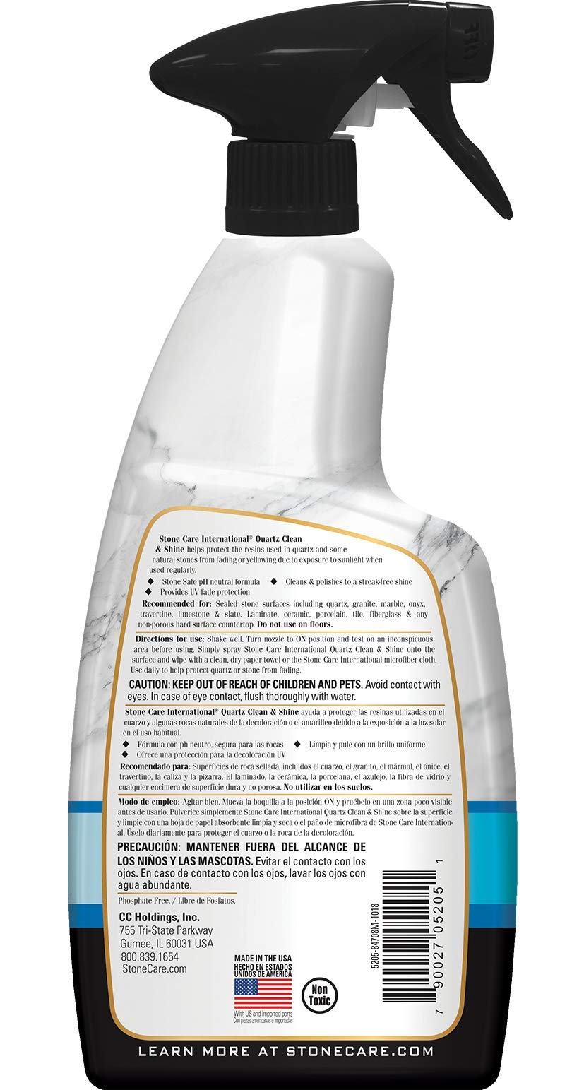 Stone Care International Quartz Cleaner and Polish - 24 Ounce (2 Pack) - Clean & Shine Your Quartz Countertops Islands and Stone Surfaces with UV