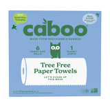Caboo Tree Free Paper Towels, 6 Rolls, Plastic Free & Eco Friendly, Earth Friendly, Sustainable Kitchen Paper Towels with Strong 2 Ply Sheets