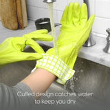 Full Circle Splash Patrol - Natural Latex Cleaning Dish Gloves, Stay-Dry Cotton Cuffs, Durable with Protective Lining, Small/Medium, (1 Pair) Grey
