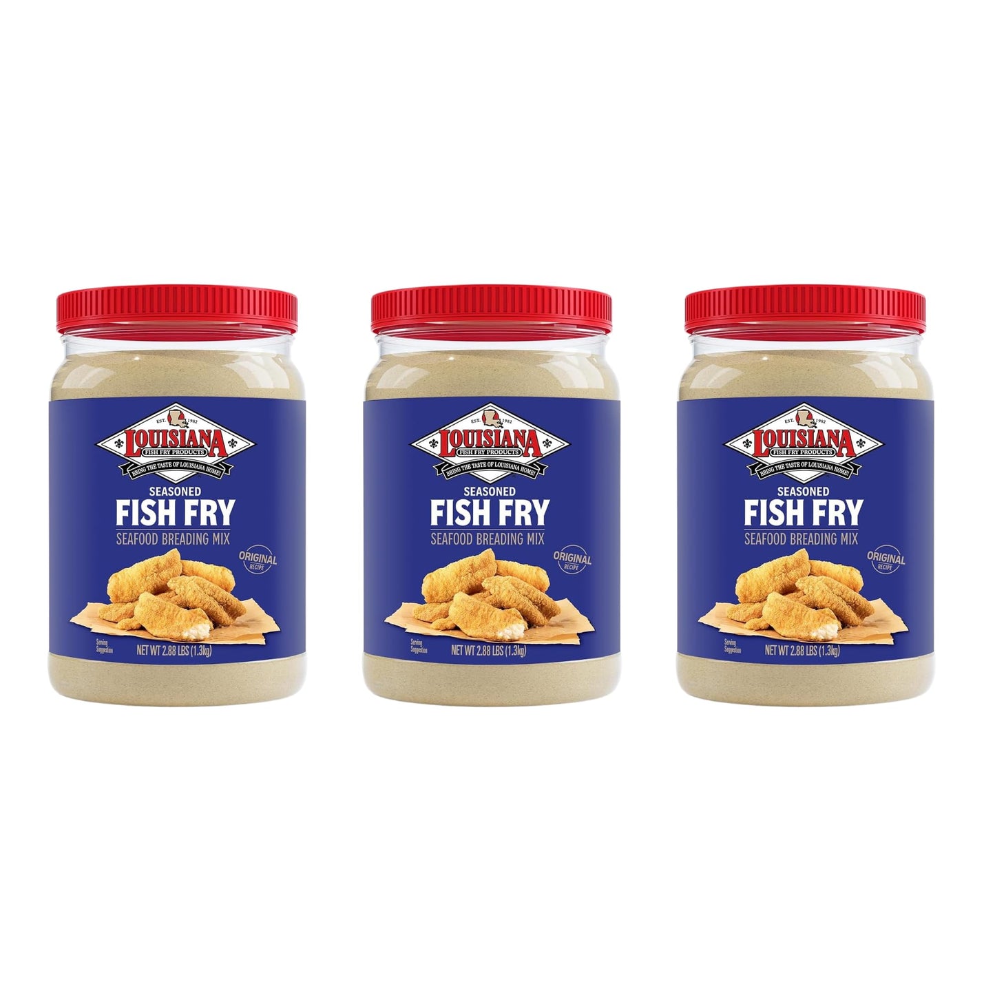 Louisiana Seasoned Chicken Fry Batter Half Gallon - 2.88 lbs (Pack of 3) - Crispy Southern Coating Mix for Fried Chicken - Delicious and Convenient