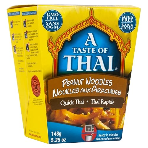 A Taste of Thai Peanut Noodles - 5.25oz Single Pack Heat & Eat Instant Noodles Flavored with Classic Thai Sauce | Gluten-Free | Ideal Vegan Meal |