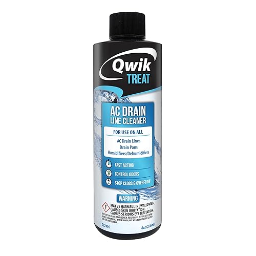 QwikTreat AC Drain Line and Condensate Pan Cleaner, Air Conditioner Pipe Unclogger for HVAC Maintenance and Service, 8 oz