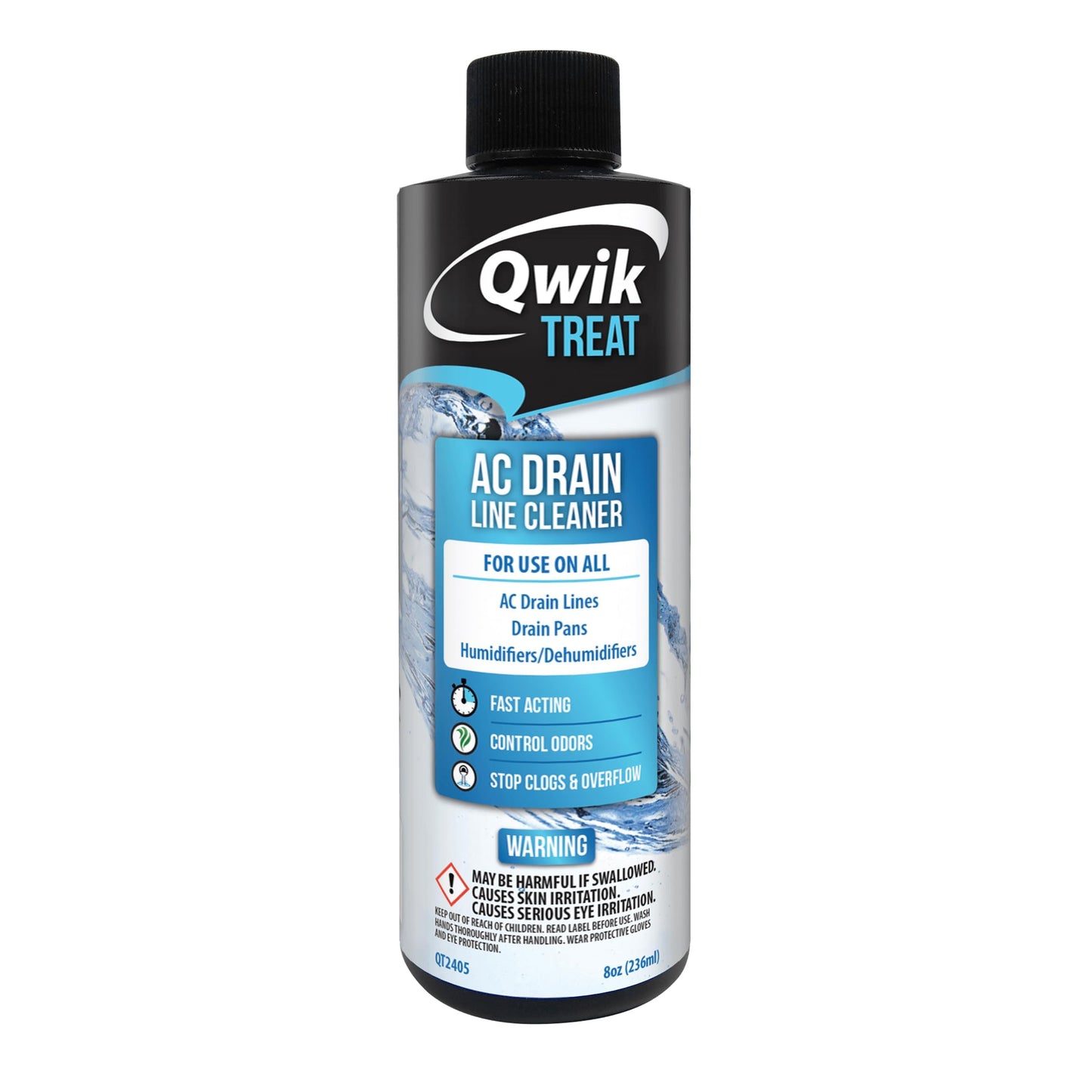 QwikTreat AC Drain Line and Condensate Pan Cleaner, Air Conditioner Pipe Unclogger for HVAC Maintenance and Service, 8 oz
