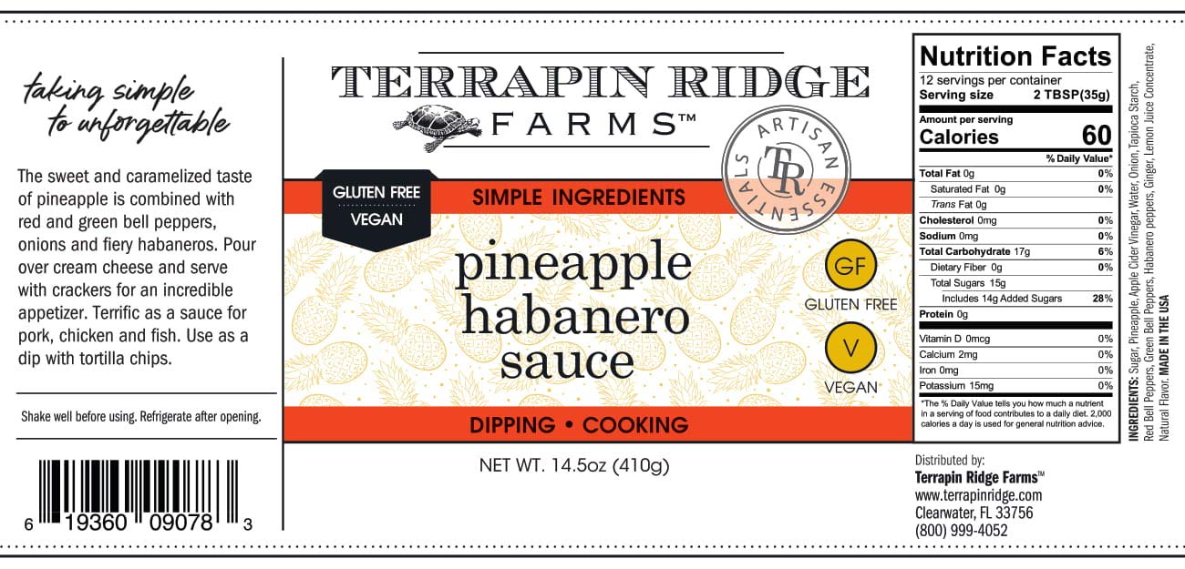 Terrapin Ridge Farms Sauce, Roasted Pineapple and Habanero, 14.5 Ounce