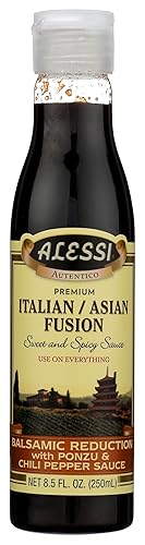 Alessi Balsamic Vinegar Reduction, Autentico from Italy, Ideal on Caprese Salad, Fruits, Cheeses, Meats, Marinades (Italian & Asian Fusion, 8.5 Fl Oz
