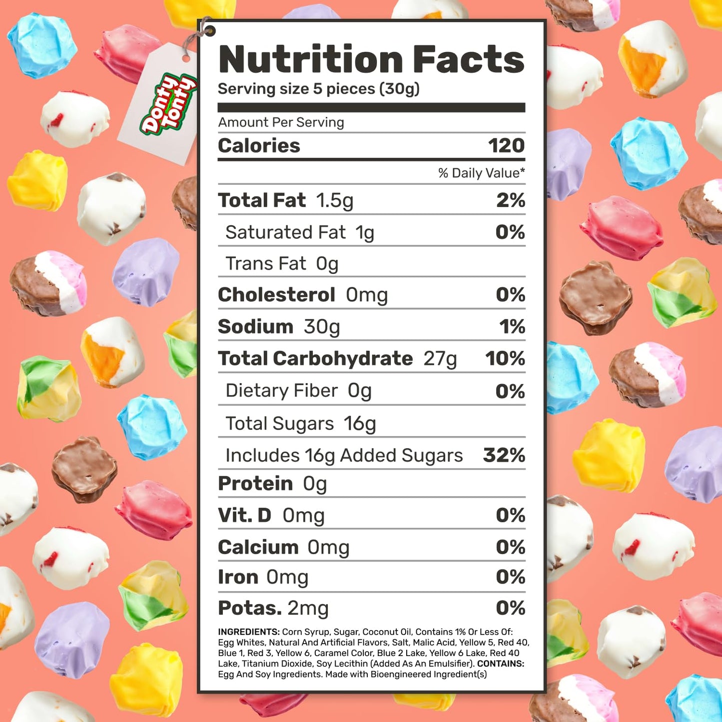 SALT WATER TAFFY 8 oz - 10 Assorted Flavors, Individually Wrapped, Bulk Old Fashion Candy in Resealable Bag, Gluten Free, Kosher Dairy