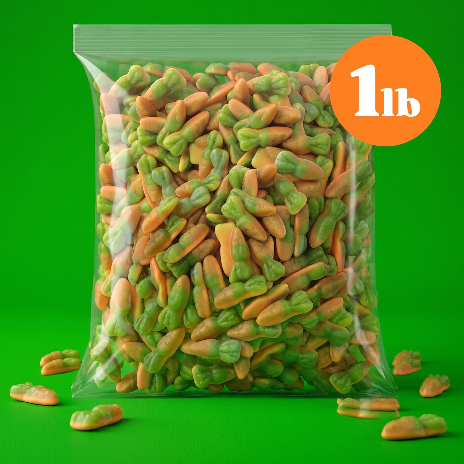 Carrot Candy 1 lb - Gummies, Carrot Shaped, Egg Hunts, Party Favors, Classroom Treats, Candy Bowls & Spring Celebrations.